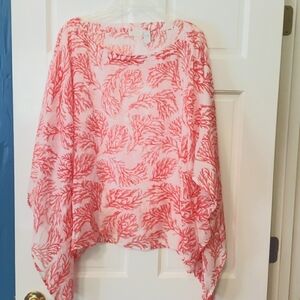 Chicos Coral Poncho Top